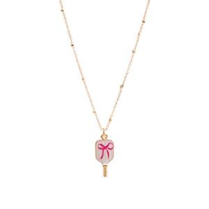 Pickleball Enamel Bow Pattern Necklace